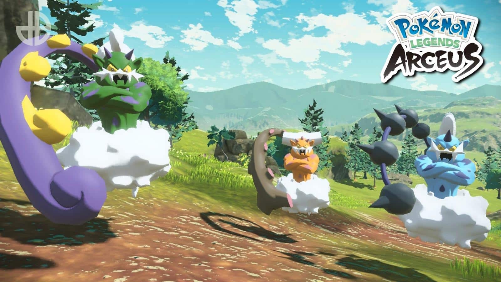 Pokemon Legends Arceus Forces of Nature trio Landorus, Thundurus, & Tornadus screenshot