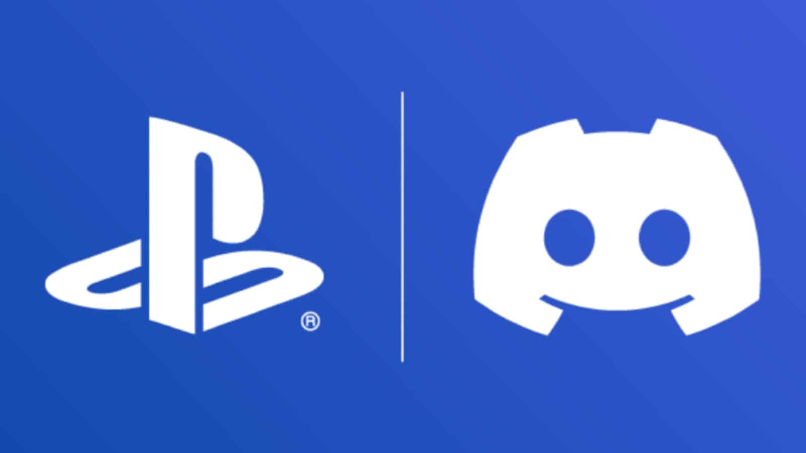 An image of the PlayStation and Discord logos on a blue background