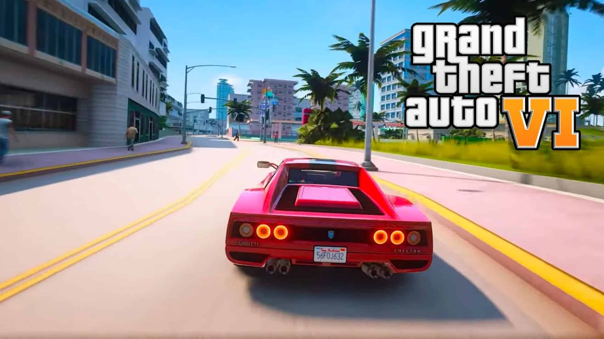 GTA vice city mod with red car and GTA 6 logo