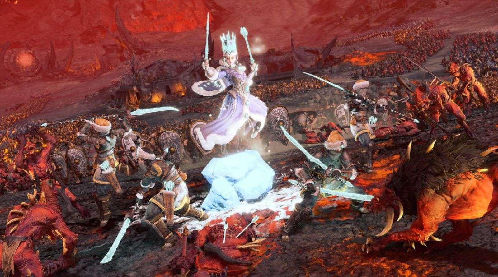 Total War Warhammer 3 screenshot showing Kislev battling Khorne