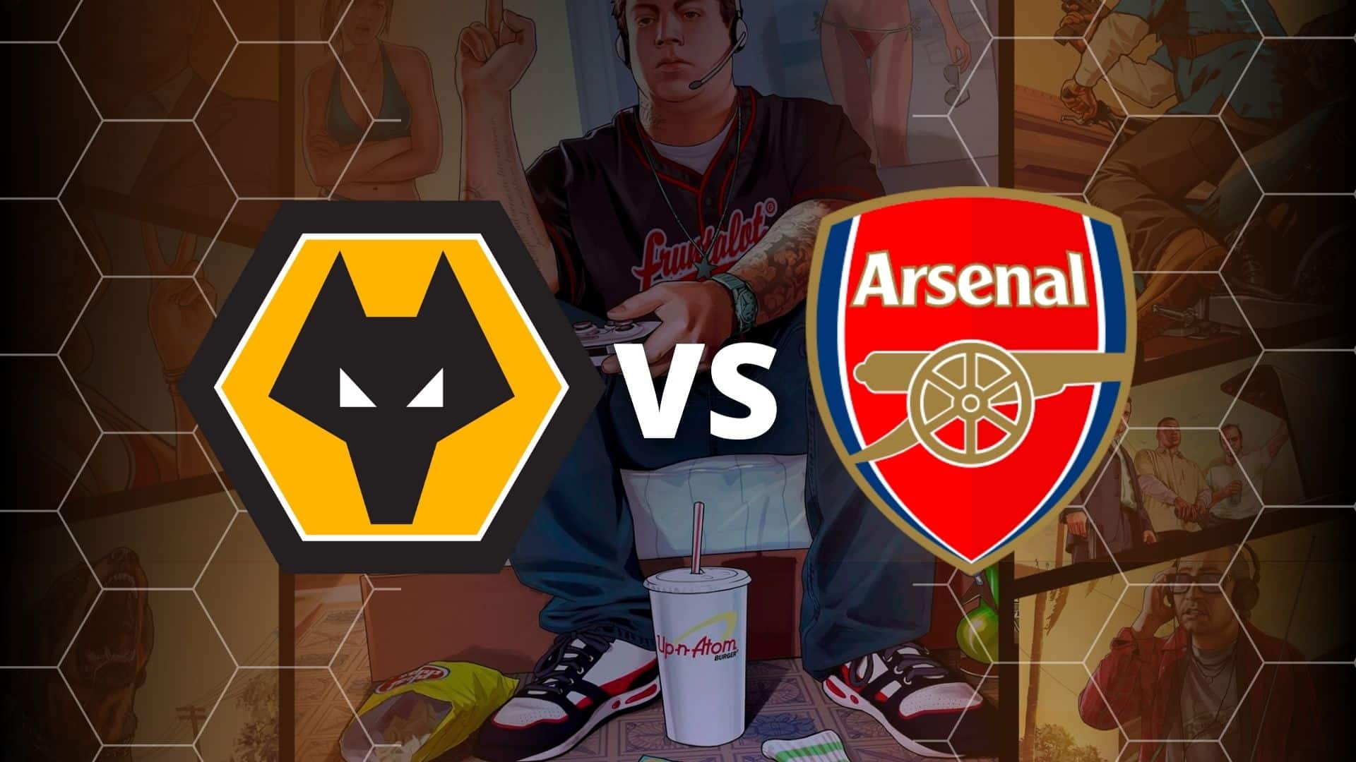 wolves vs arsenal premier league game with gta