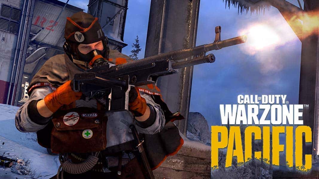 Warzone Pacific character firing weapon