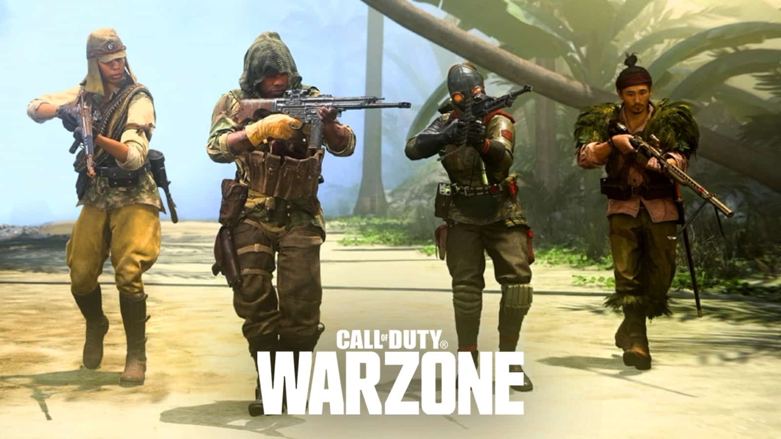 warzone 4 man lobby with warzone logo at bottom