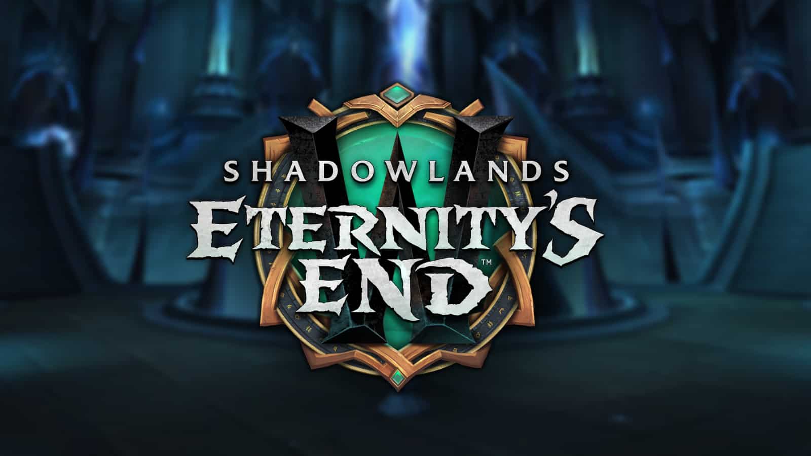 world of warcraft wow shadowlands 9.2 eternity's end logo on torghast background