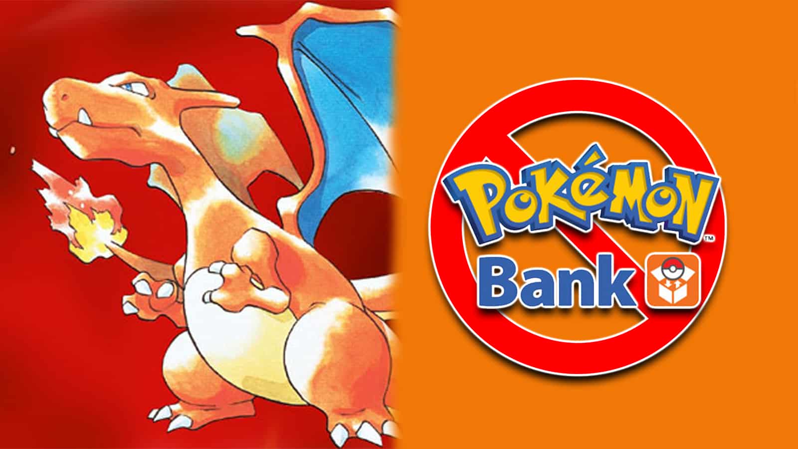 Pokemon Red Charizard art next to Pokemon Home logo screenshot.