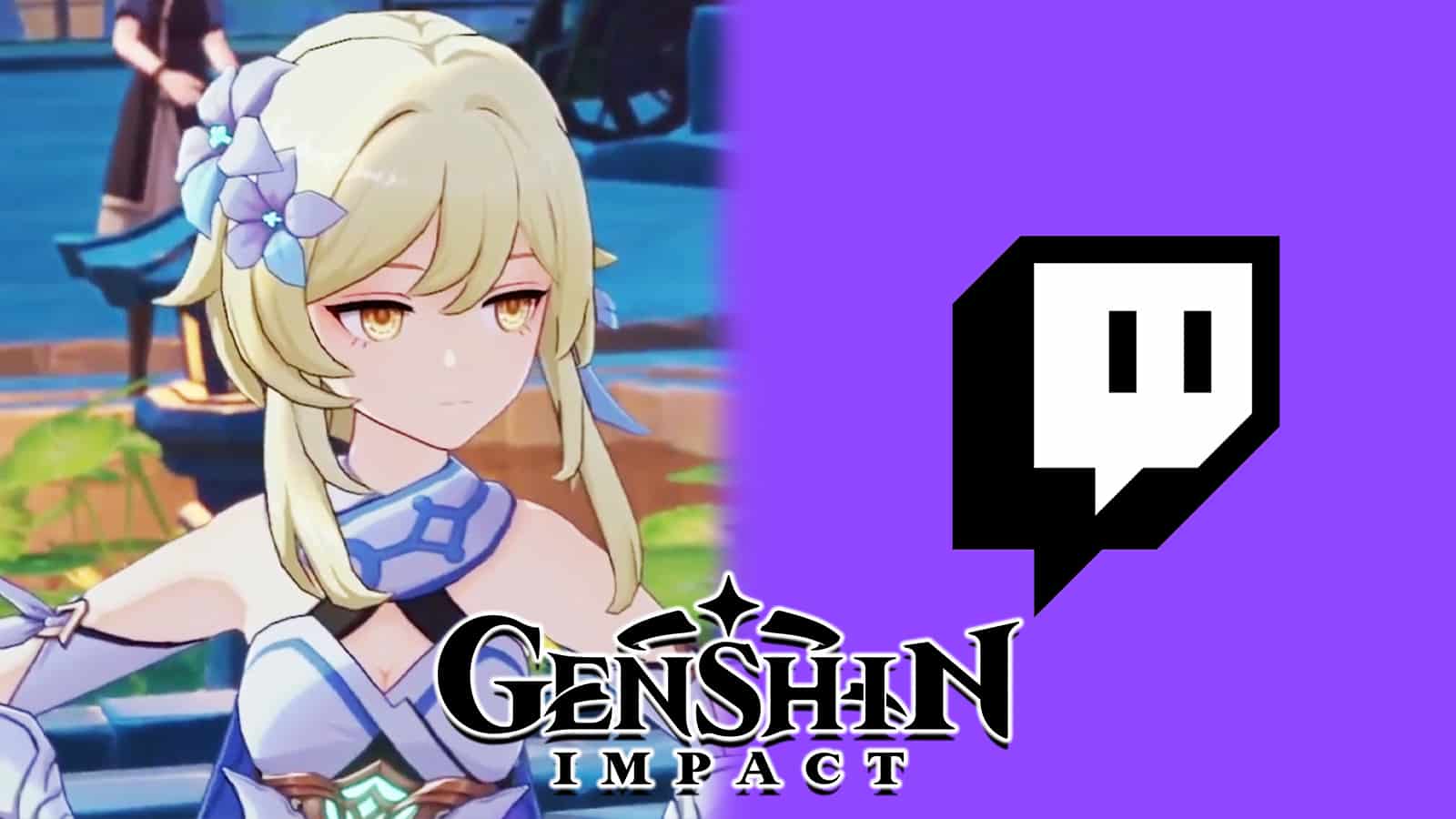 Genshin Impact The Traveler next to Twitch logo screenshot.