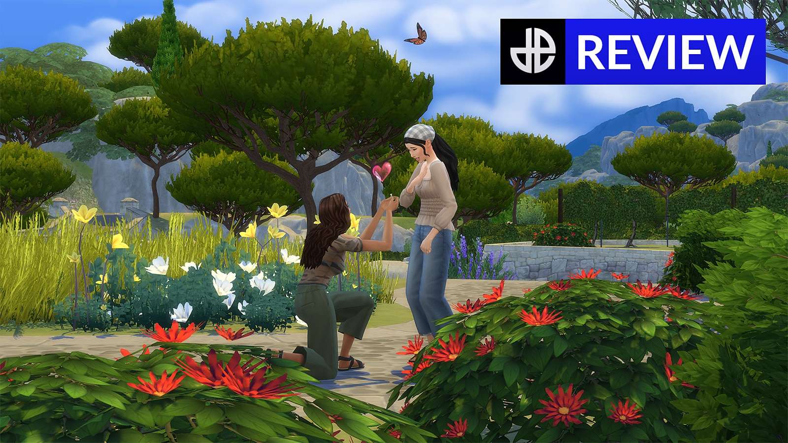 An image of two Sims proposing in My Wedding Stories new world, Tartosa
