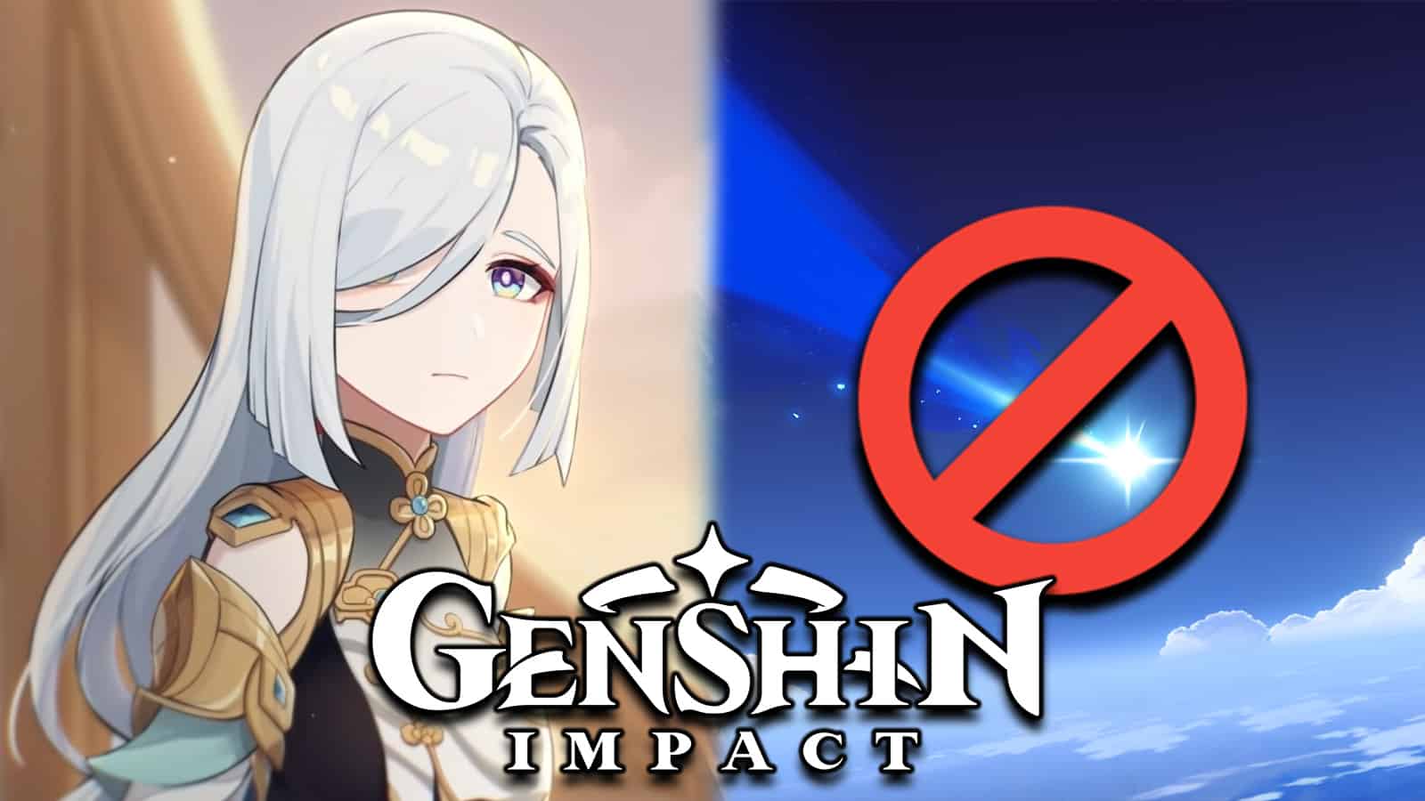 Genshin Impact hero Shenhe next to wishing star screenshot.
