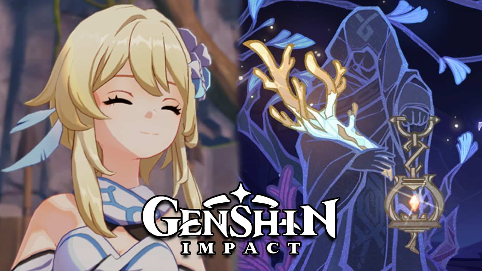 Genshin Impact Traveler next to update 2.5 event artwork screenshot.