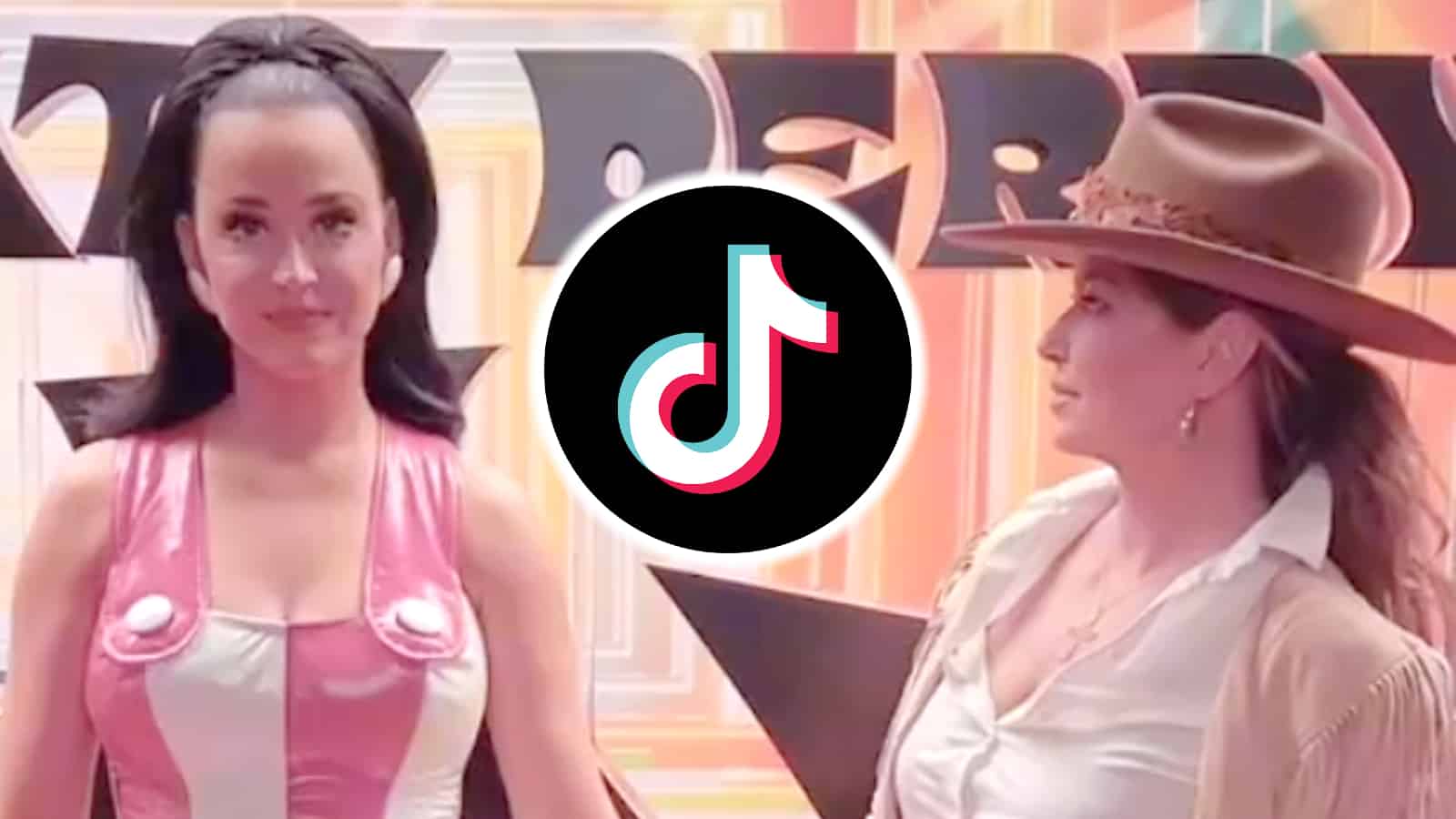 Katy Perry next to Shania Twain with the TikTok logo