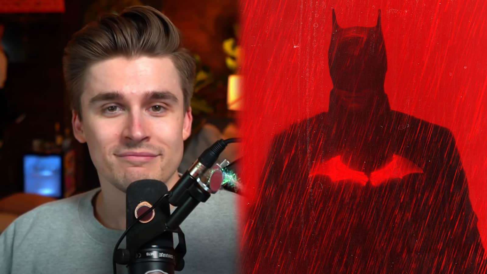 YouTuber Ludwig next The Batman film poster screenshot.
