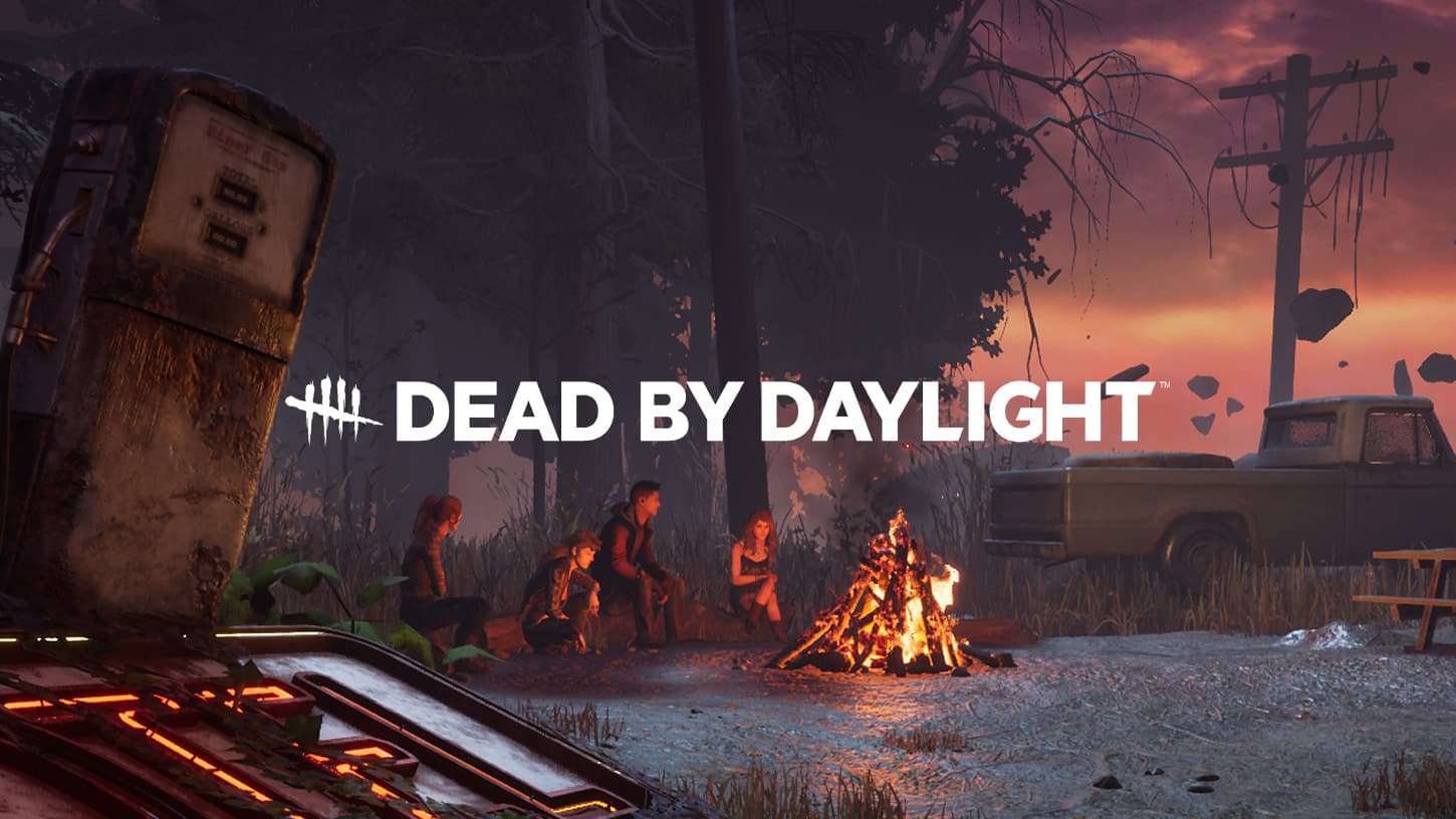 An image of Survivors in Dead by Daylight sitting around a campfire from the menu screen