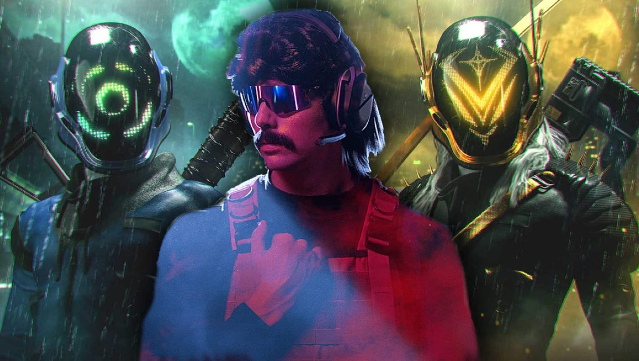 Dr Disrespect in front of Midnight Society artwork
