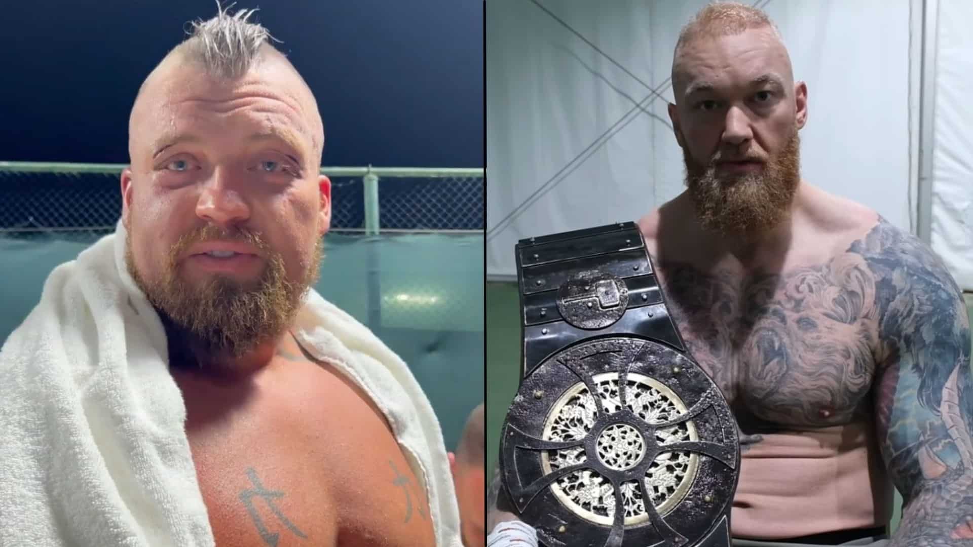 Eddie Hall and Thor side-by-side after The Beast vs The Mountain boxing fight