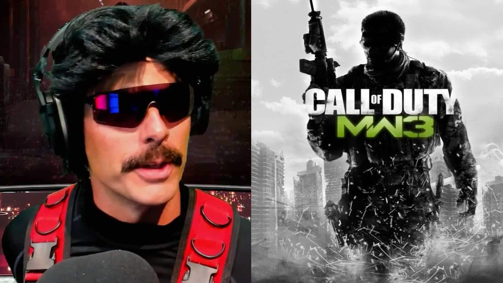 dr disrespect with modern warfare 3 cover art