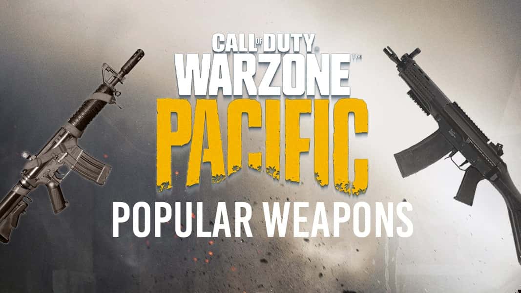 Warzone Pacific logo with text and weapon PNGs