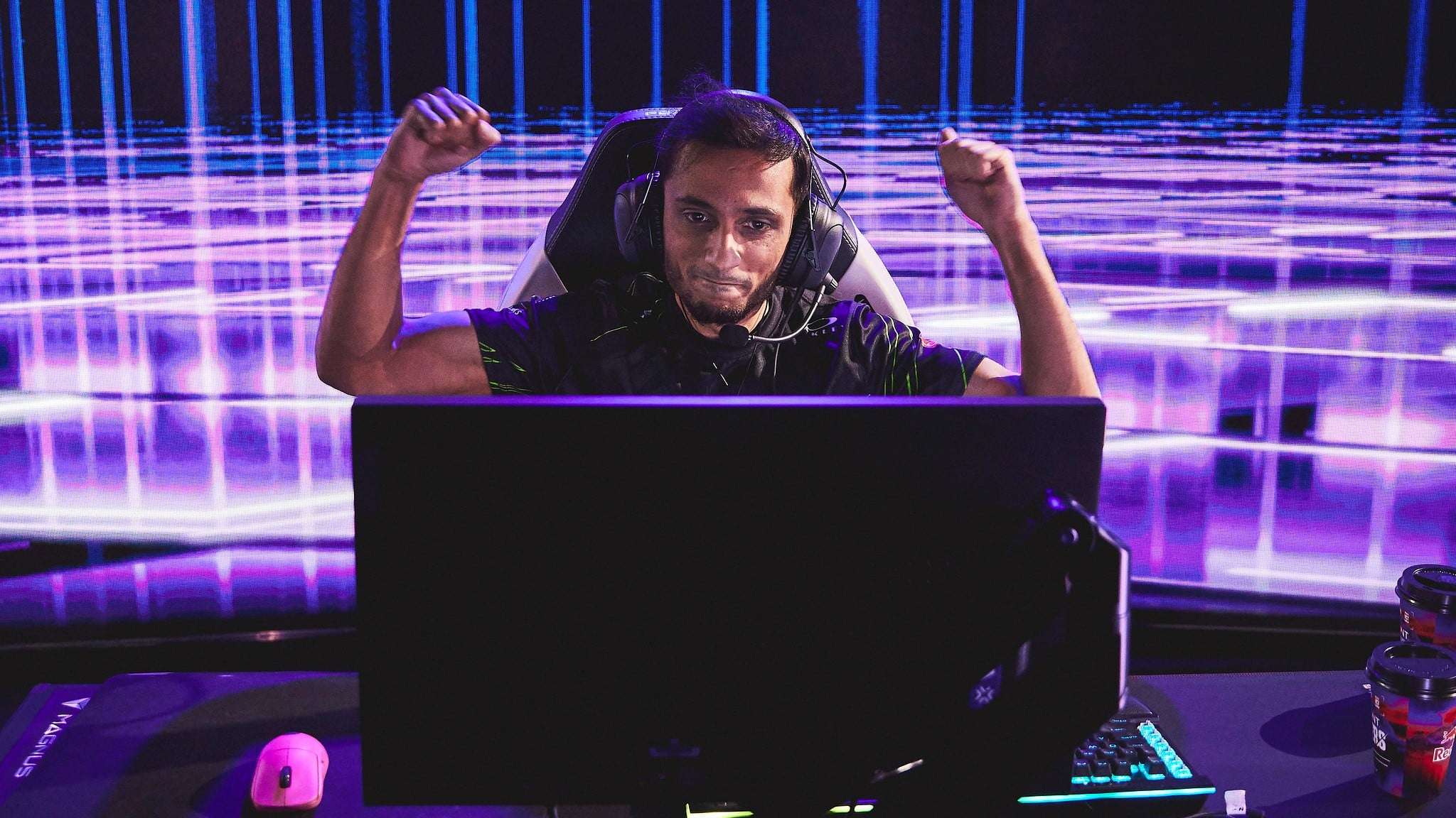 Optic's FNS flexes after a round win at VALORANT Masters