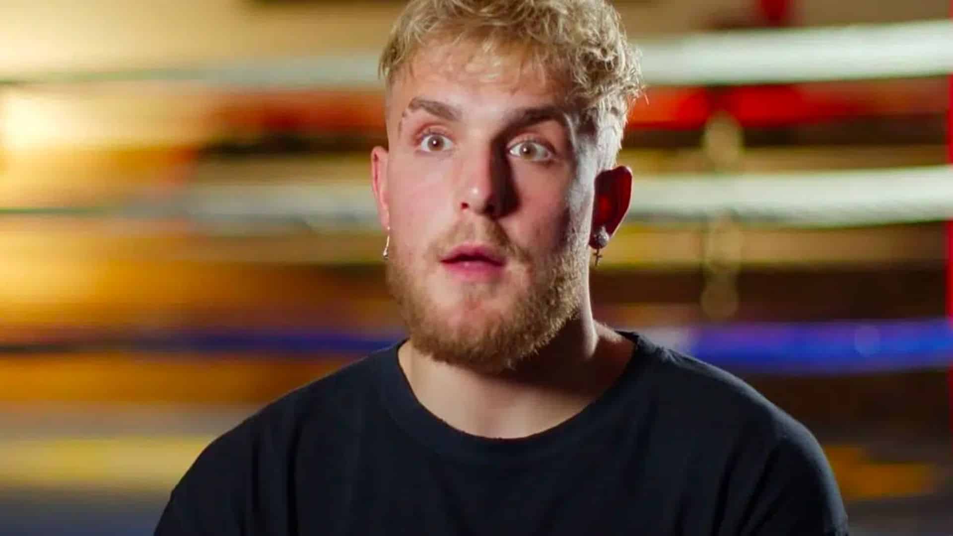 Jake Paul conducting boxing interview on side of ring