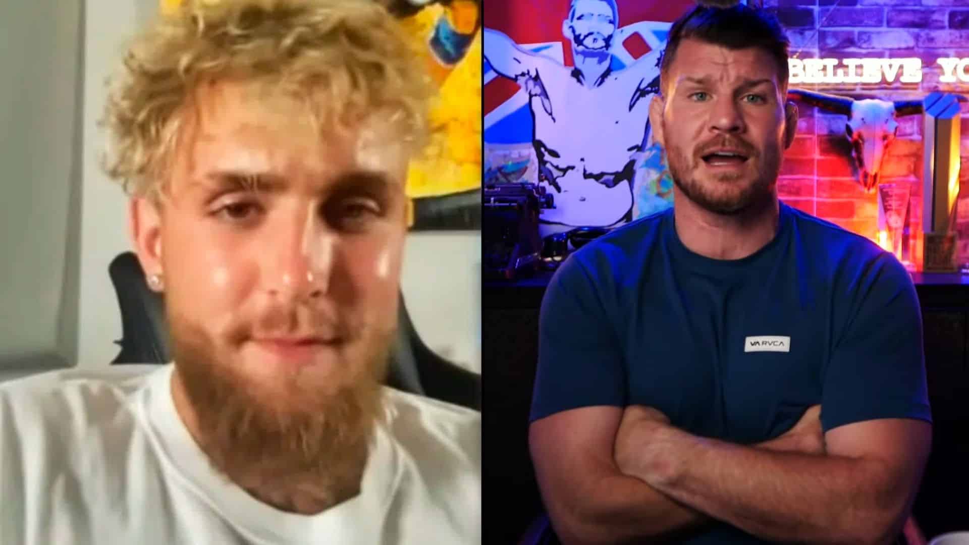 Jake Paul and Michael Bisping side by side looking to cameras while talking