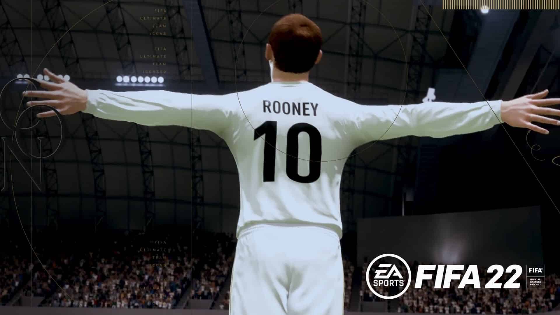 rooney icon card celebrating in fifa 22 ultimate team