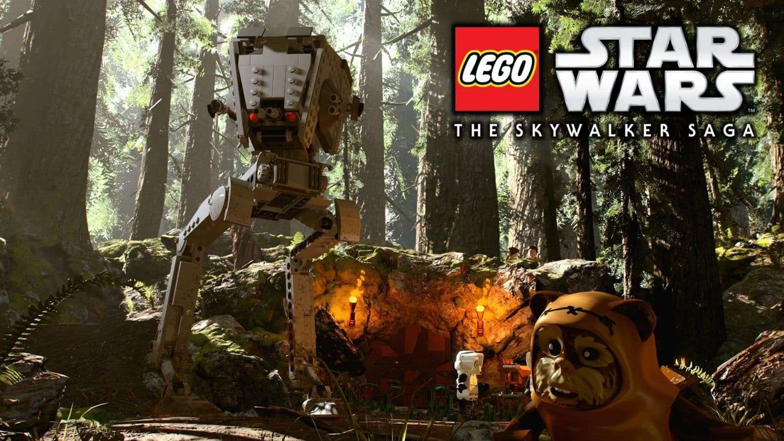 at-st walking after ewok in lego star wars