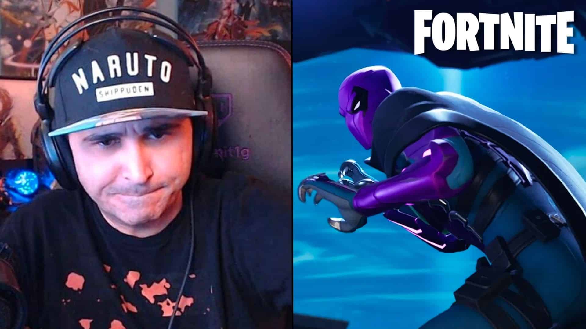 Summit1g side-by-side with purple Fortnite character
