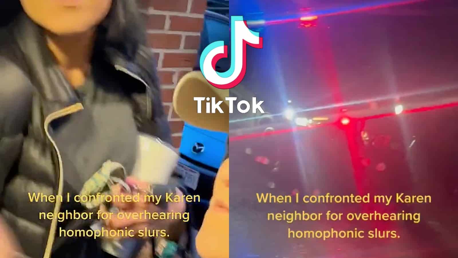 tiktok video screenshots of woman being arrested over "homophobic slurs"