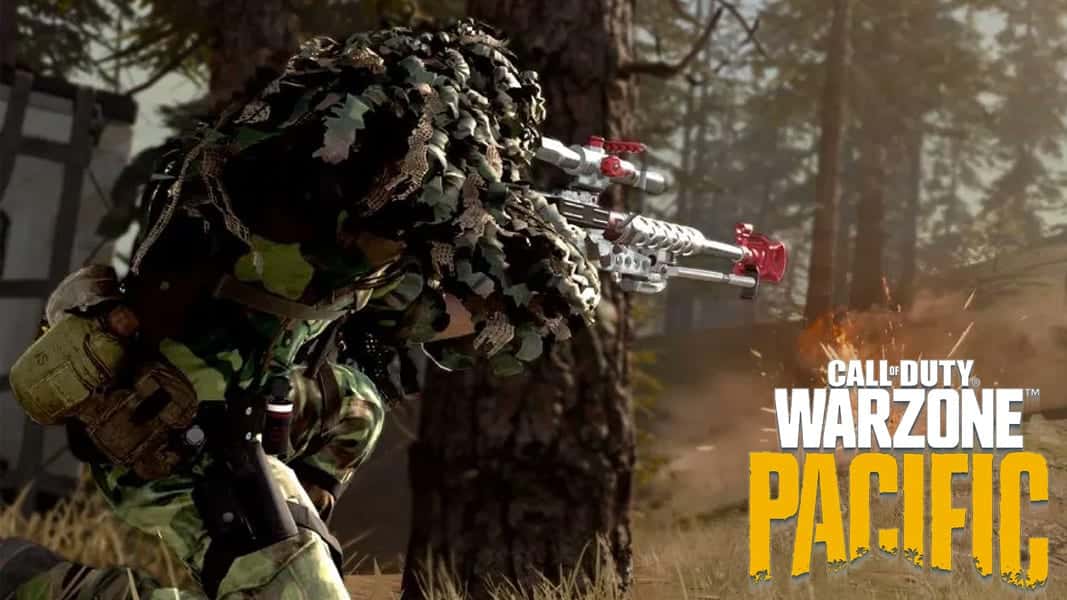 Warzone character sniping with Pacific logo