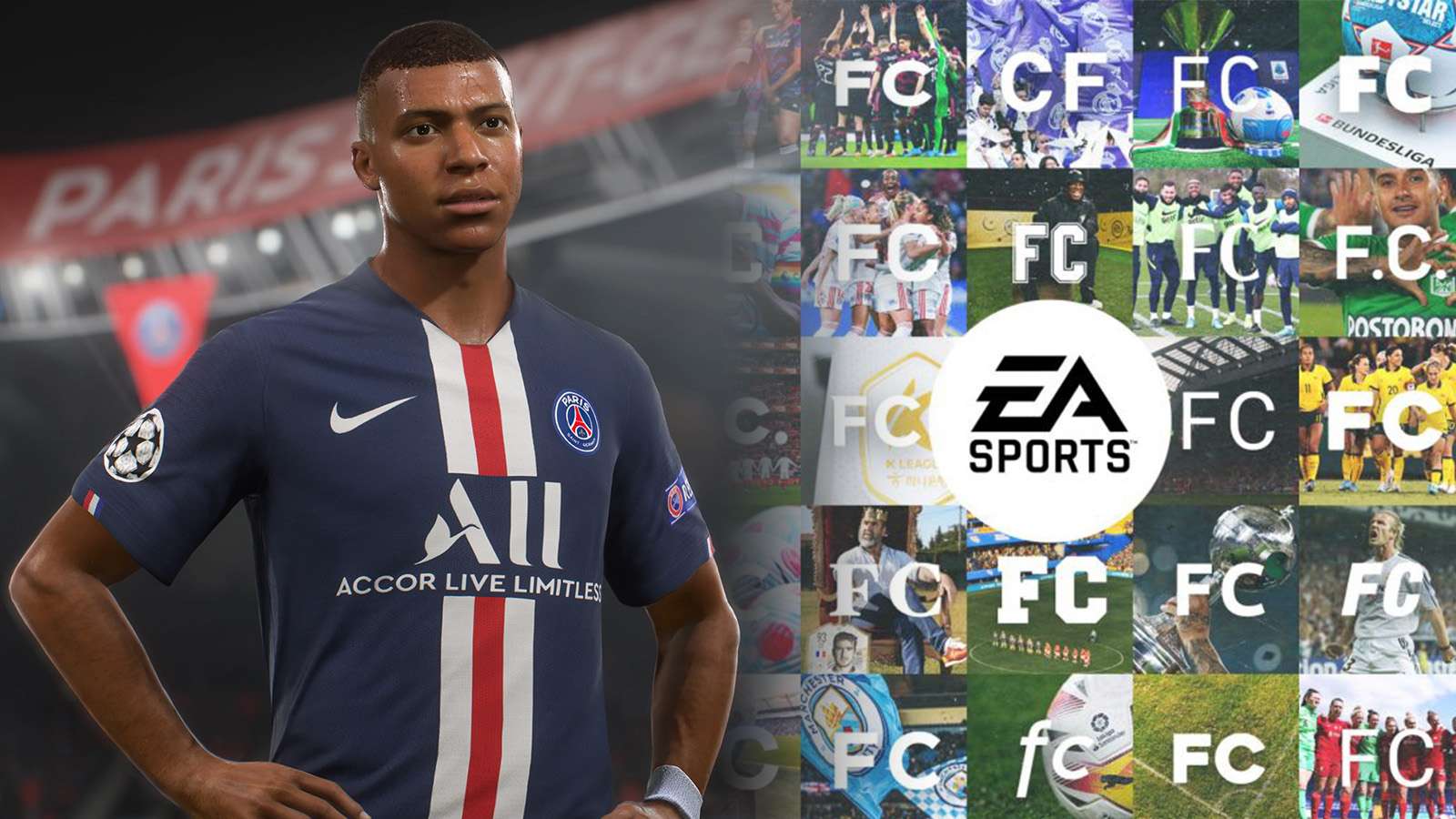 Mbappe with EA Sports FC logo