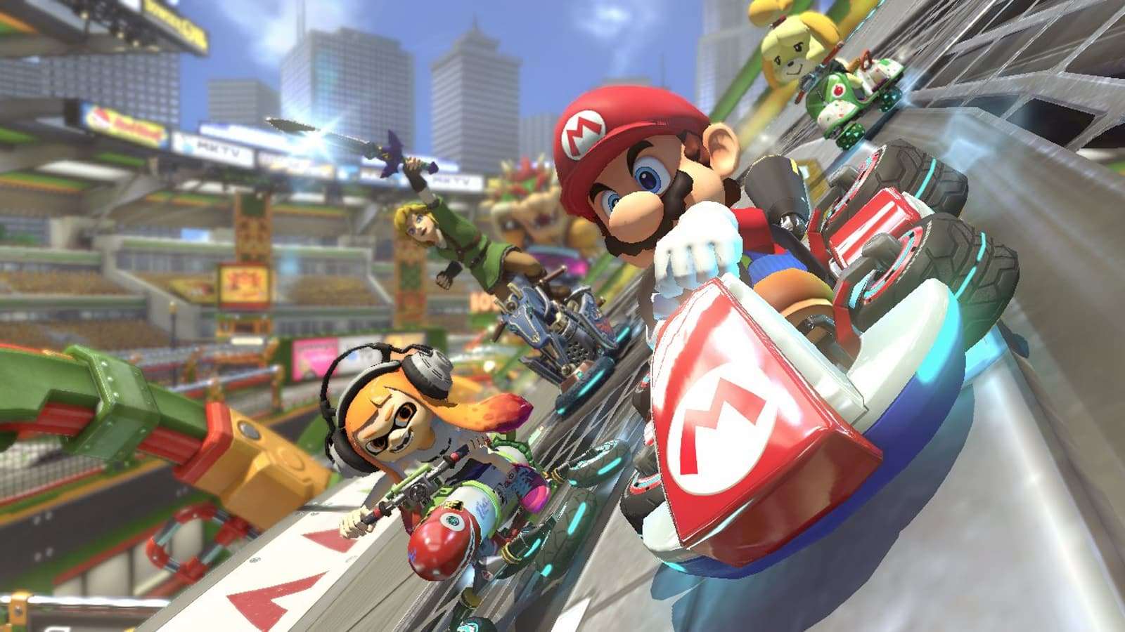Some in-game characters from Mario Kart 8 Deluxe