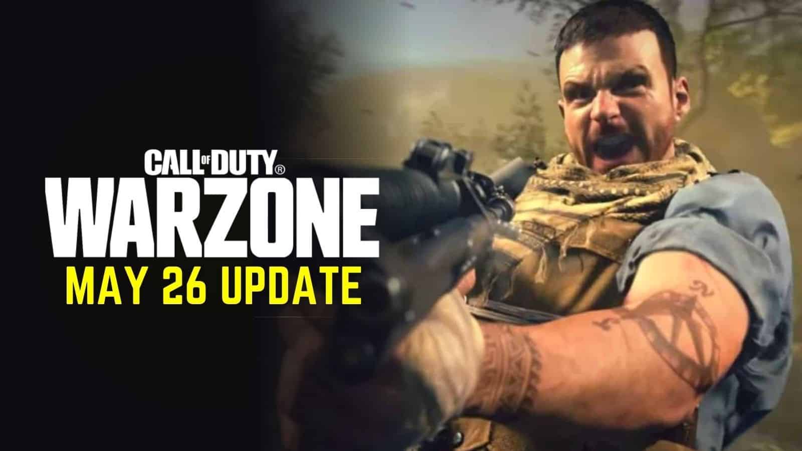 Warzone May 26 update image with character holding gun
