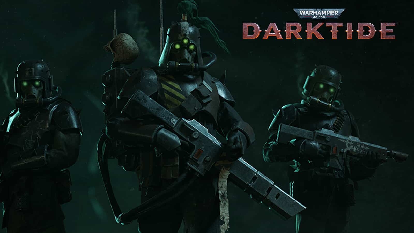 warhammer 40k 40,000 darktide three soldiers in gas masks