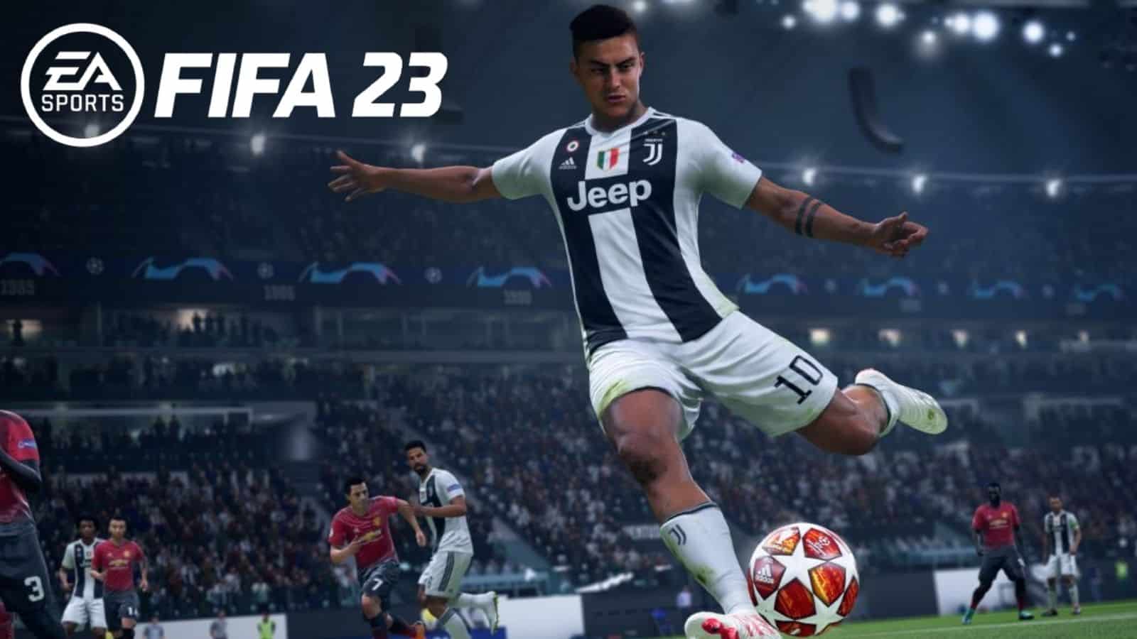 Juventus' Dybala with FIFA 23 logo