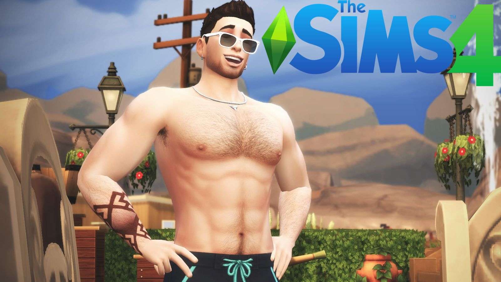 Sims 4 Character with body hair smiling