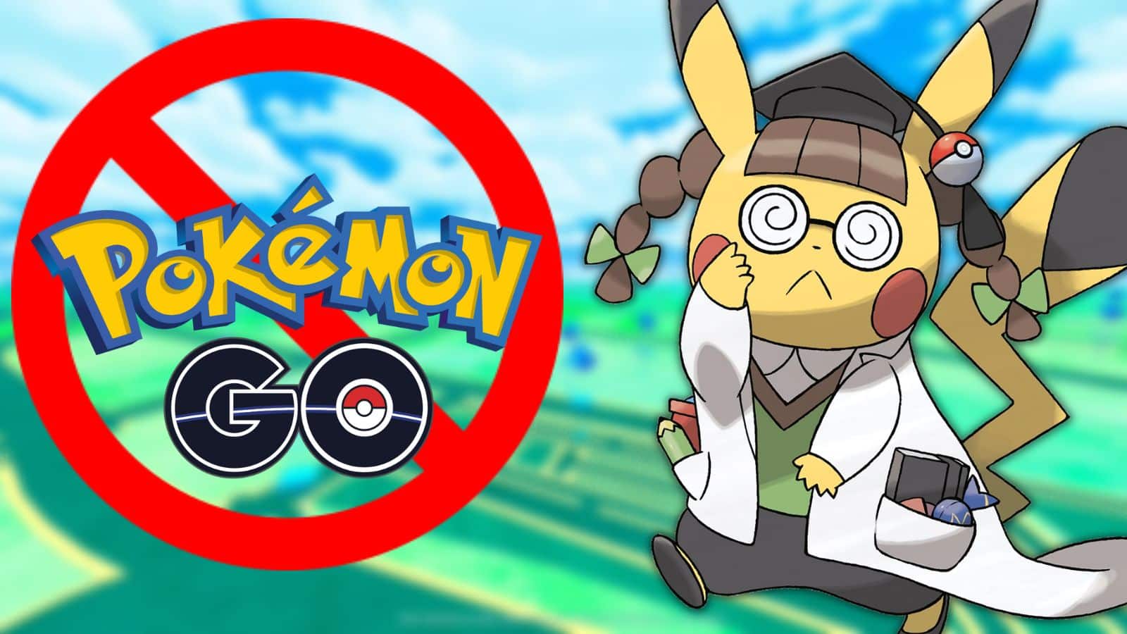 pokemon go professor pikachu and logo header