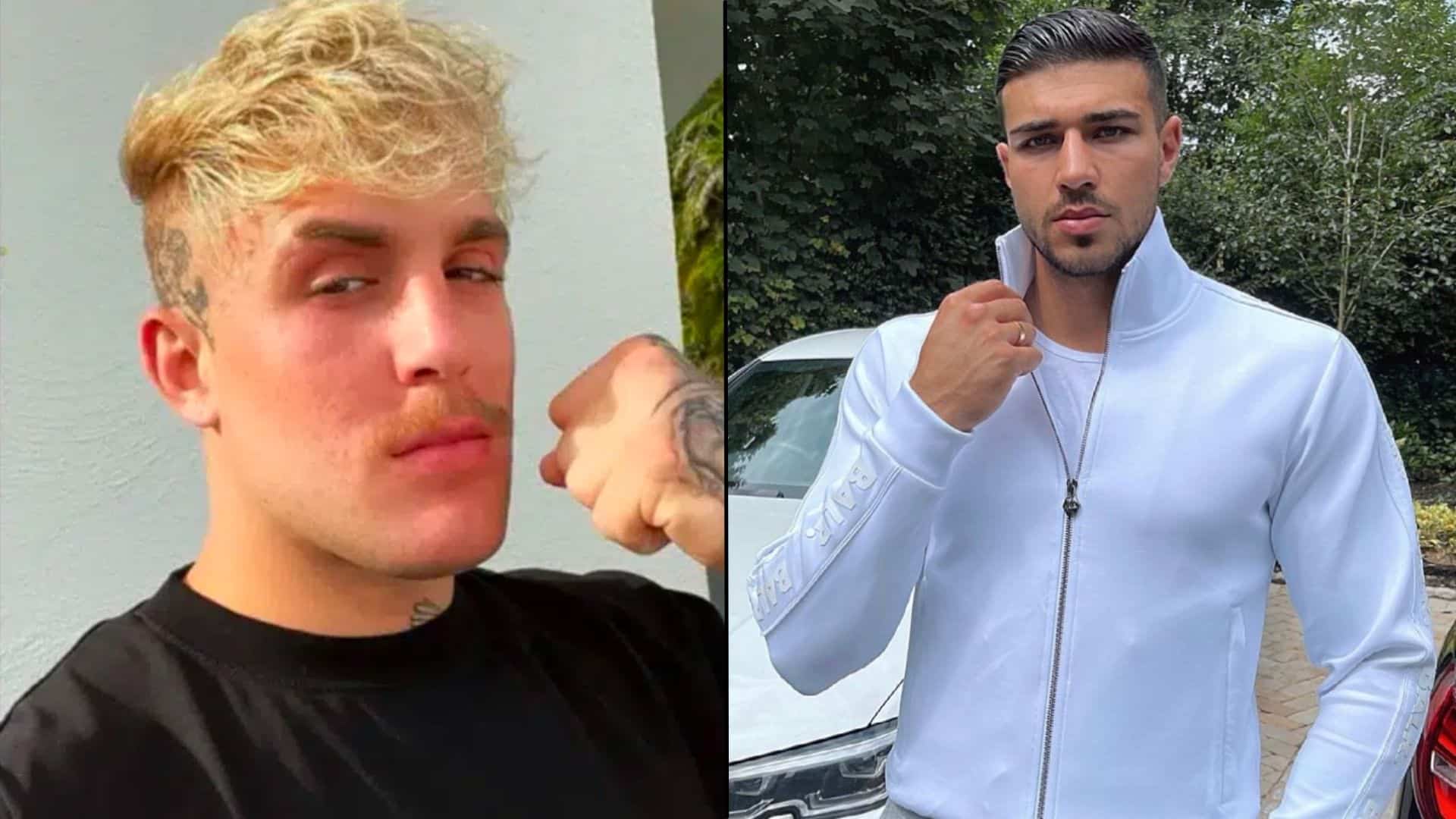 Jake Paul and Tommy Fury side-by-side making fists