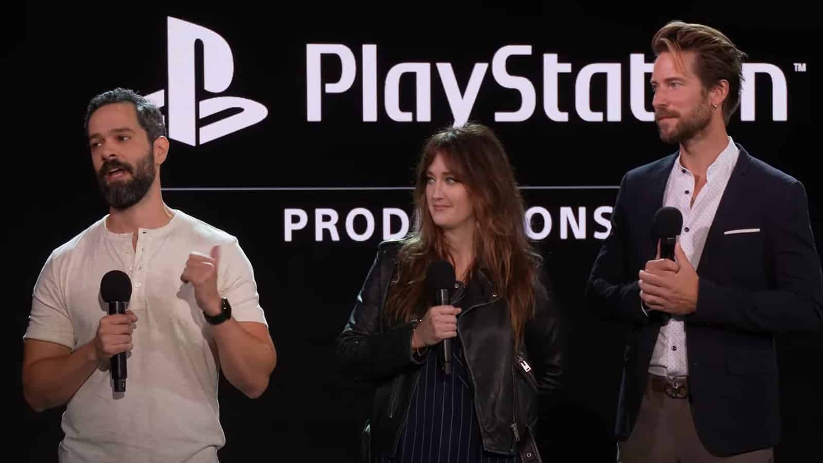 Neil Druckmann, Ashley Johnson, and Troy Baker at the game awards