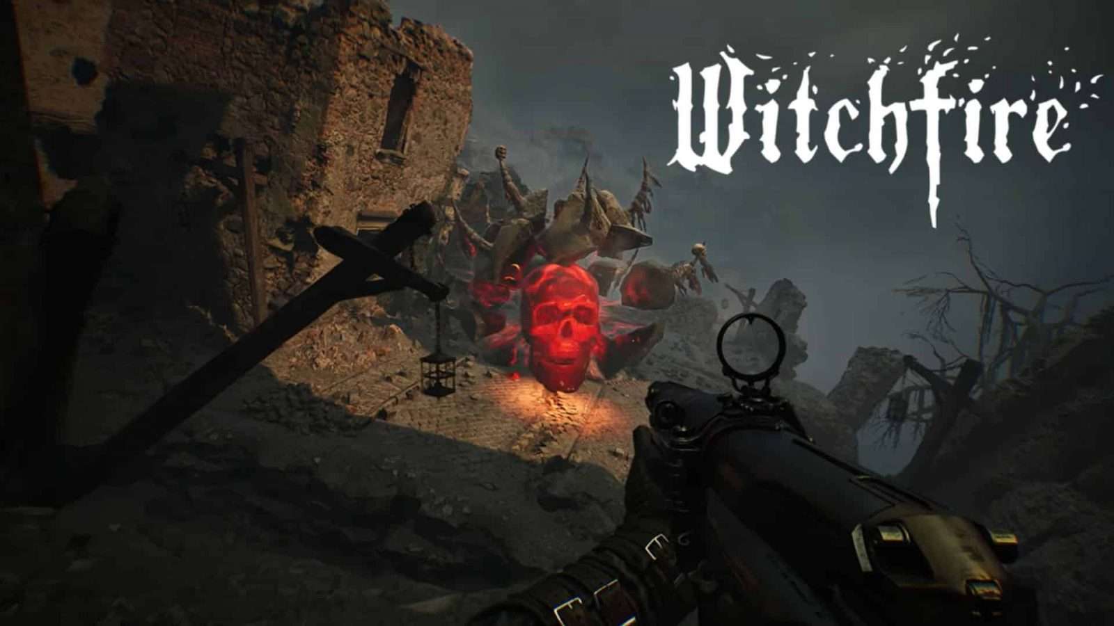 player battling skull enemy in witchfire