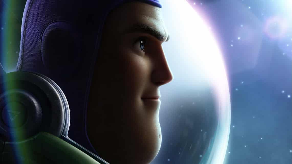 Buzz Lightyear against a moon