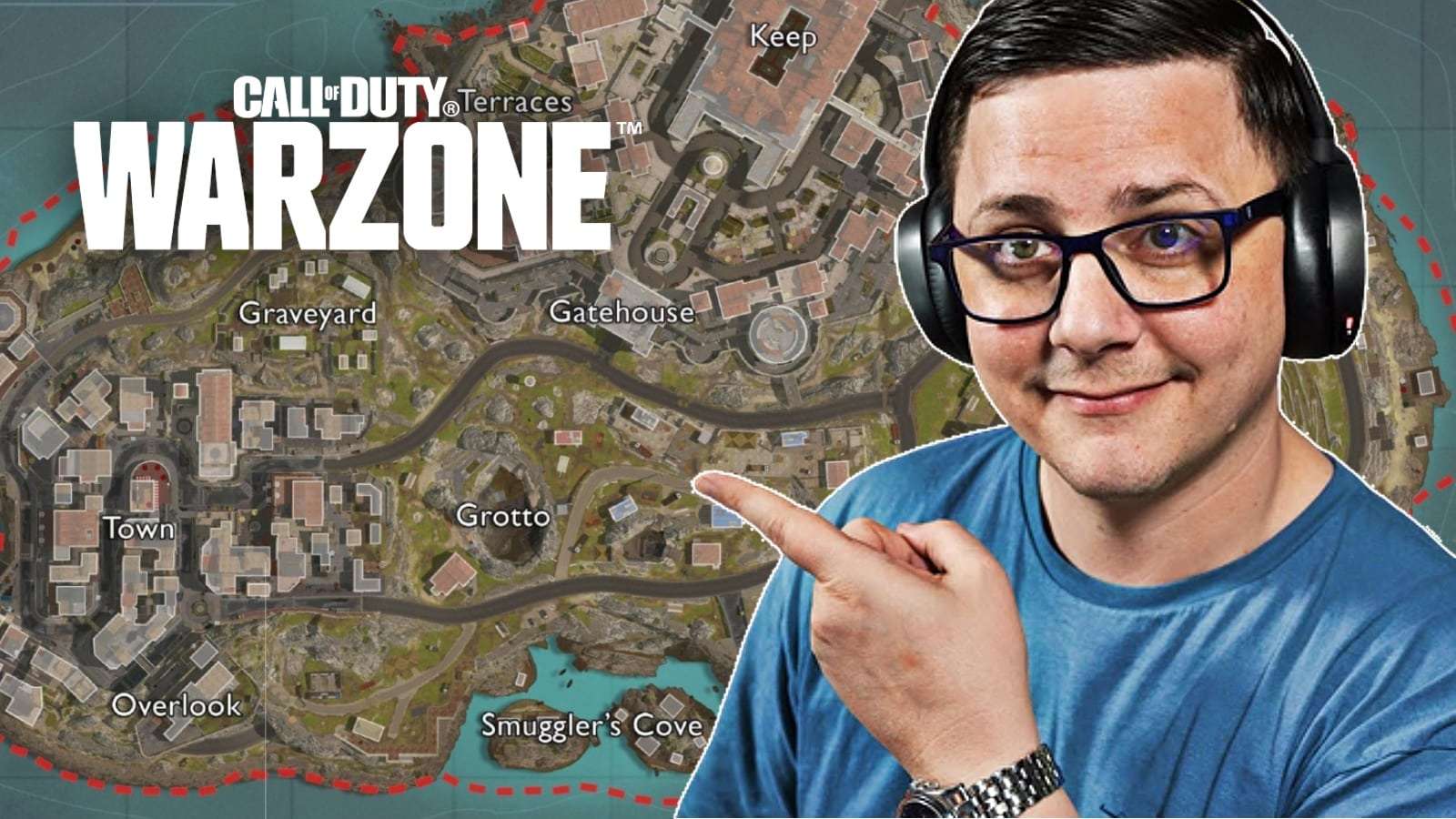 JGOD pointing at Warzone Fortune's Keep map
