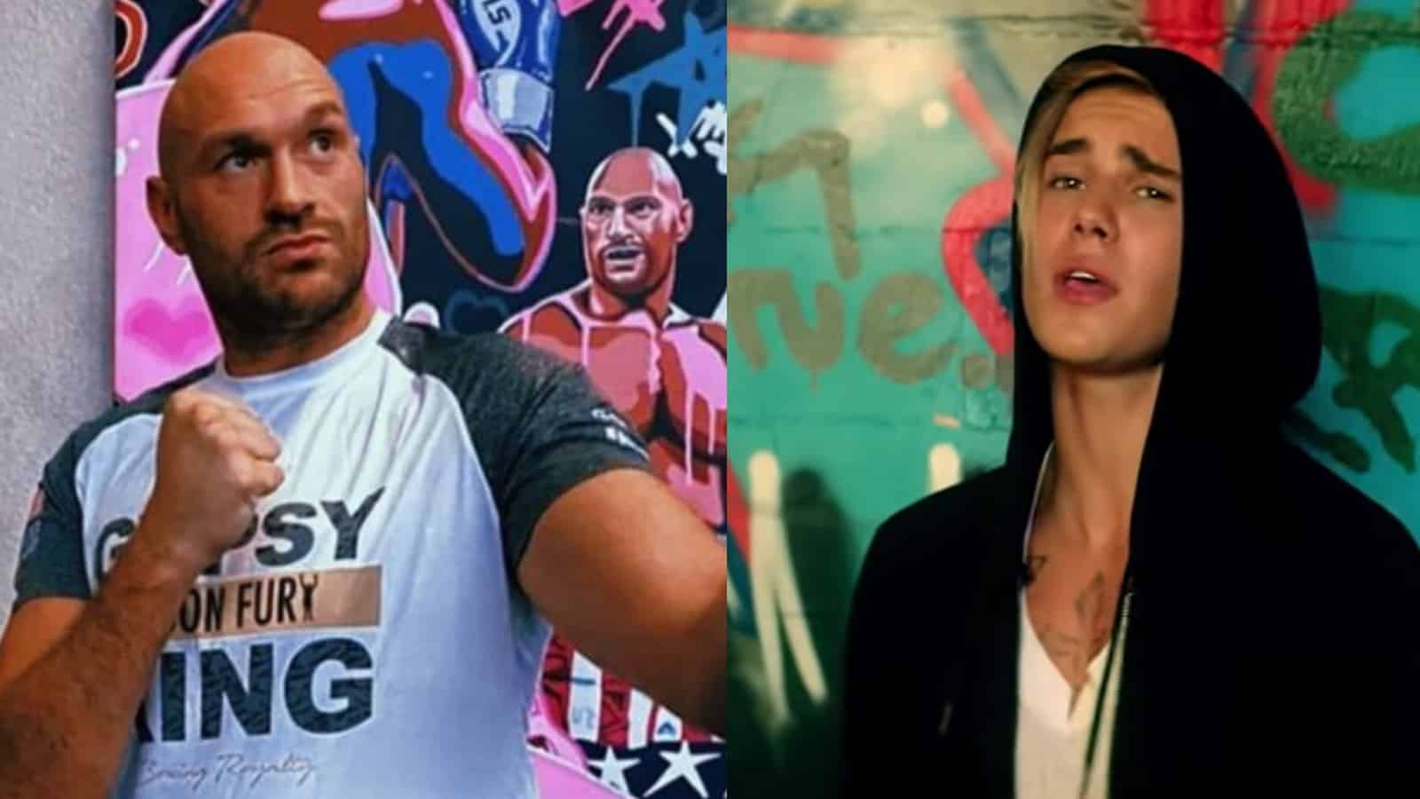 Boxer Tyson Fury with singer Justin Bieber
