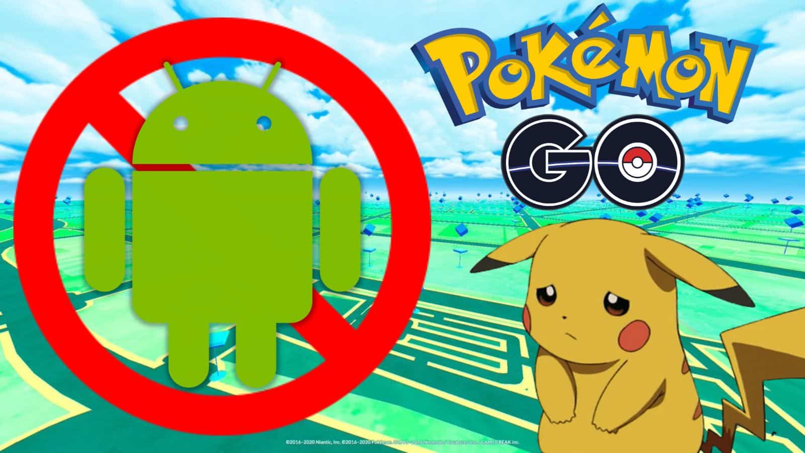 pokemon go android logo with sad pikachu