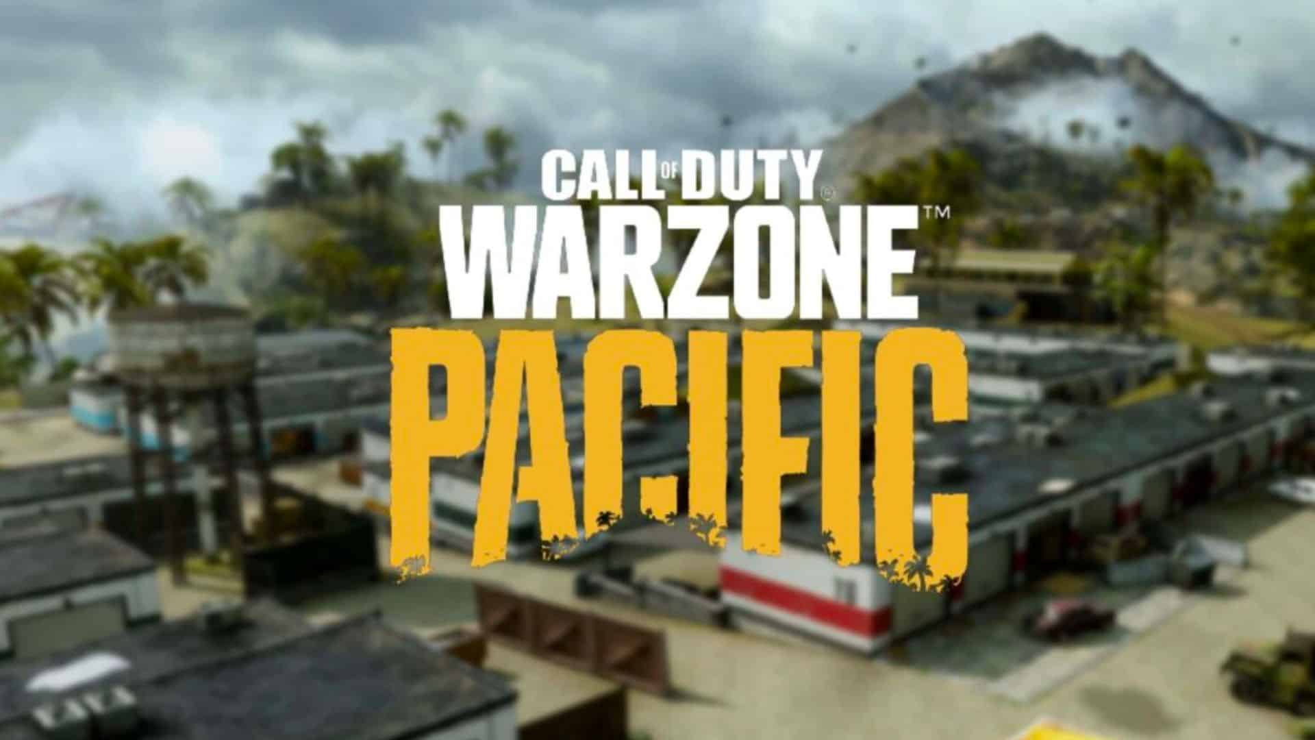 Storage Town in Caldera with Warzone Pacific logo