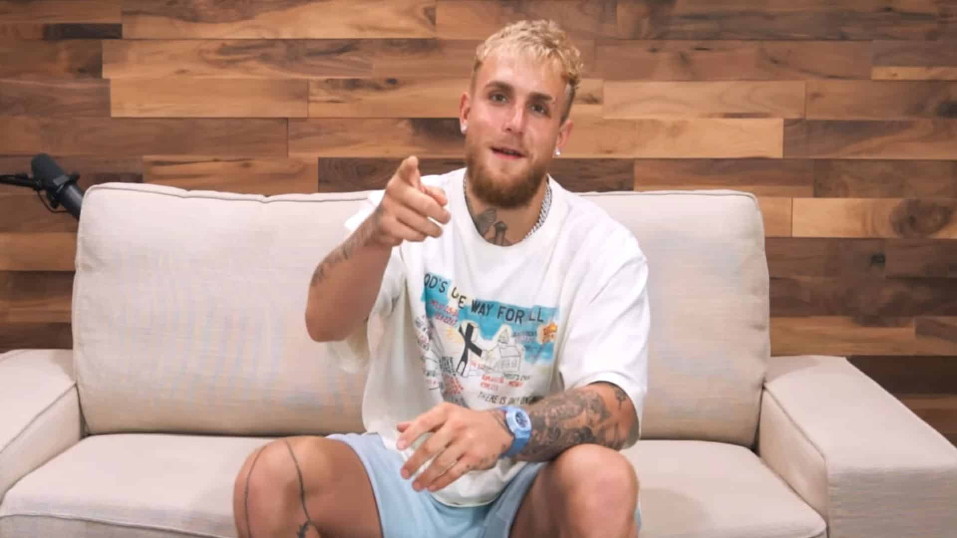 Jake Paul pointing to camera and talking