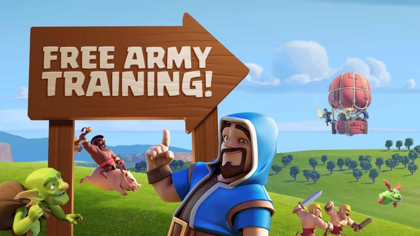 Training will be free in new Clash of Clans update.
