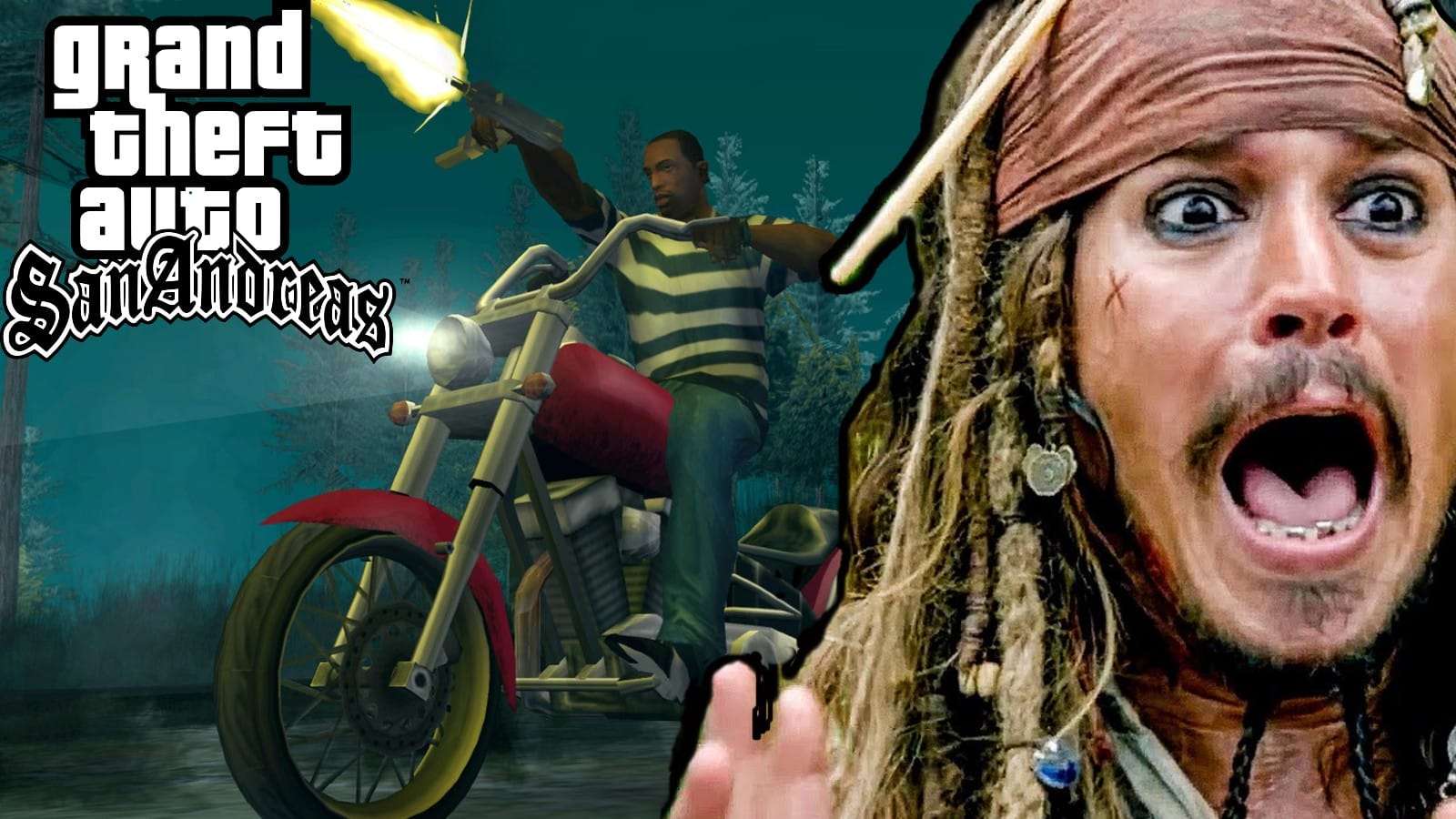 Captain Jack Sparrow in GTA San Andreas with logo