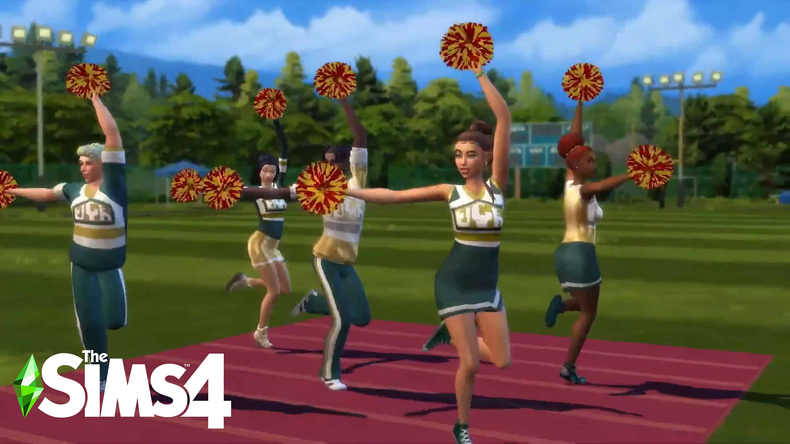 An image of cheerleaders in The Sims 4 High School Years Expansion Pack