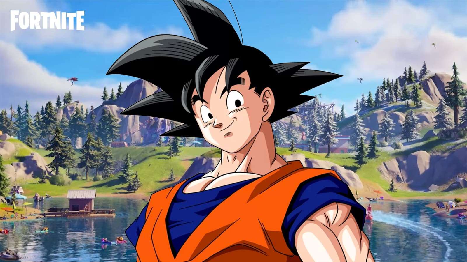 Dragon Ball character Goku appearing as a skin in Fortnite