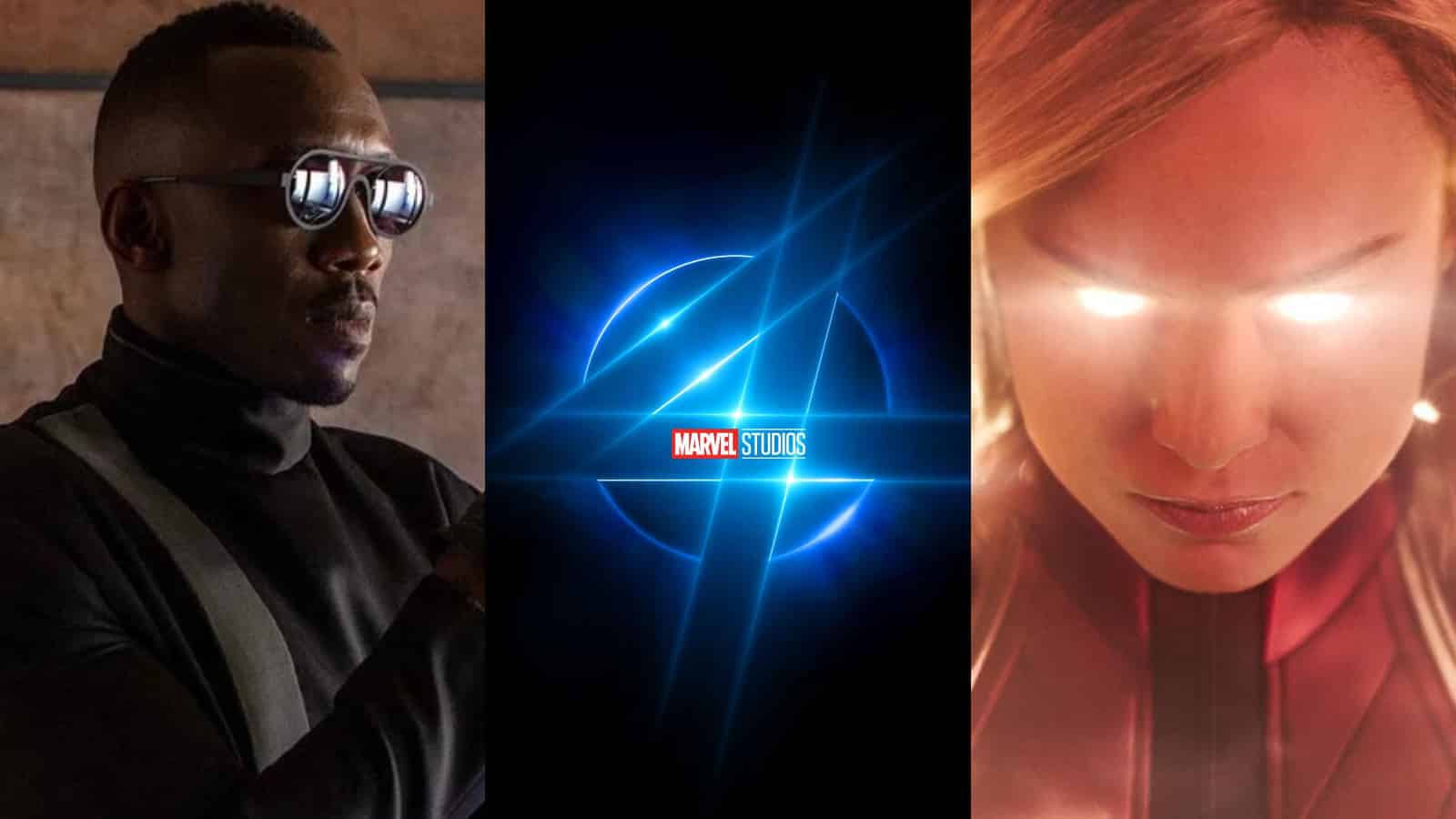 Mahershali Ali in Alita, Marvel's Fantastic Four logo and Brie Larson as Captain Marvel