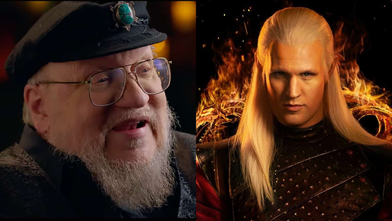 Game of Thrones author George R.R. Martin and Matt Smith in House of the Dragon